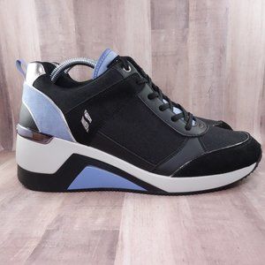 Skechers Wedge Sneakers Womens 11 Street Los Angeles Black Blue Shoes EUC